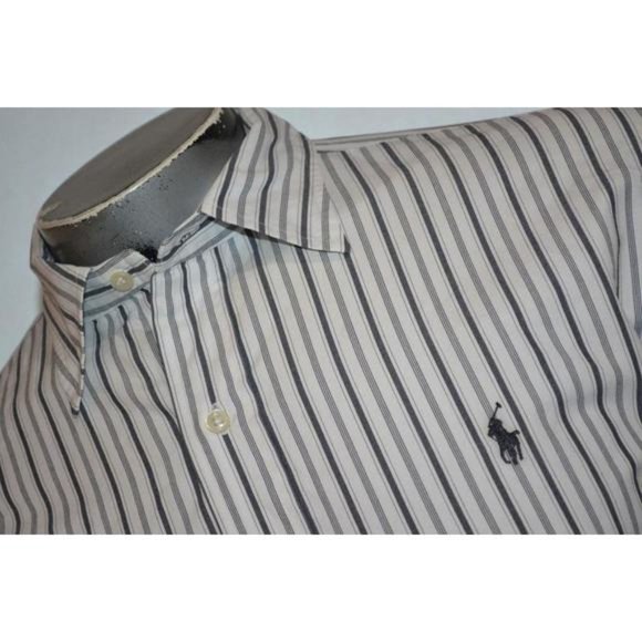 Striped Gray/Black Polo by Ralph Lauren Men's Shirt - Picture 1 of 7
